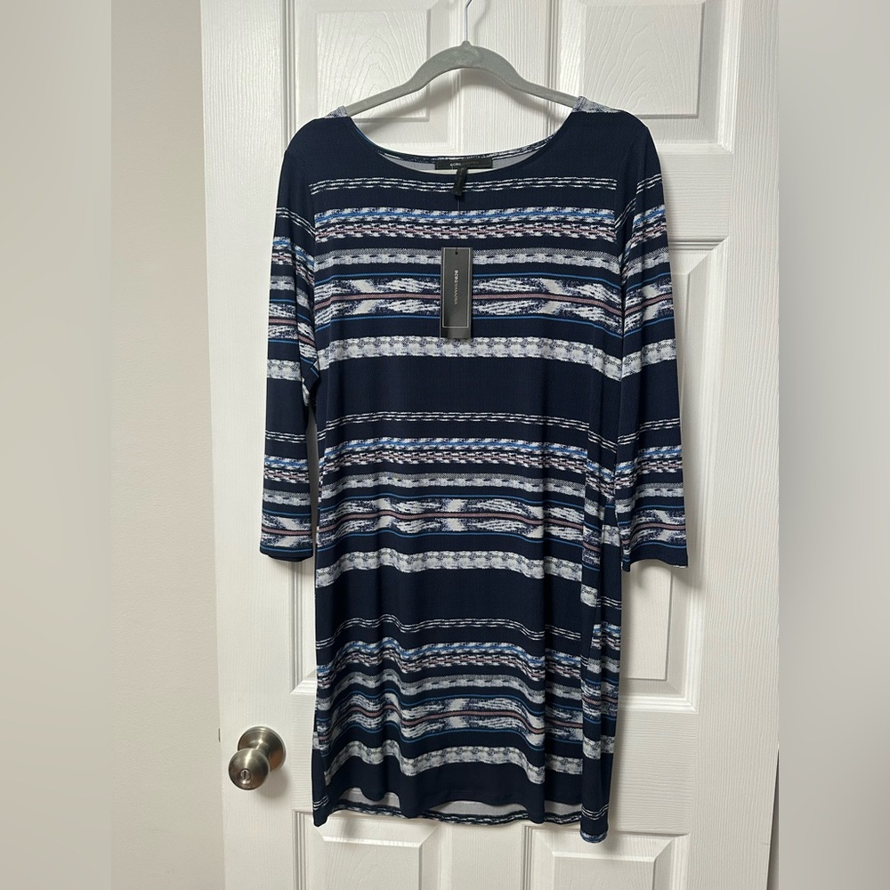 BCBG Navy Striped Dress